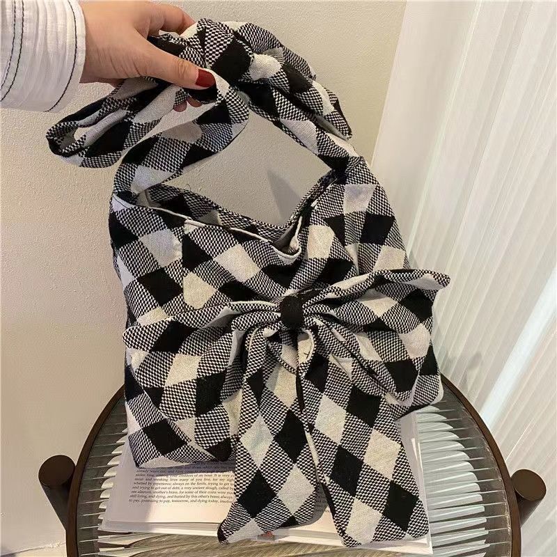 Túi Đeo Chéo Vai Bằng Vải Canvas Cỡ Lớn Đính Nơ Thời Trang Mùa Hè Dành Cho Nữ