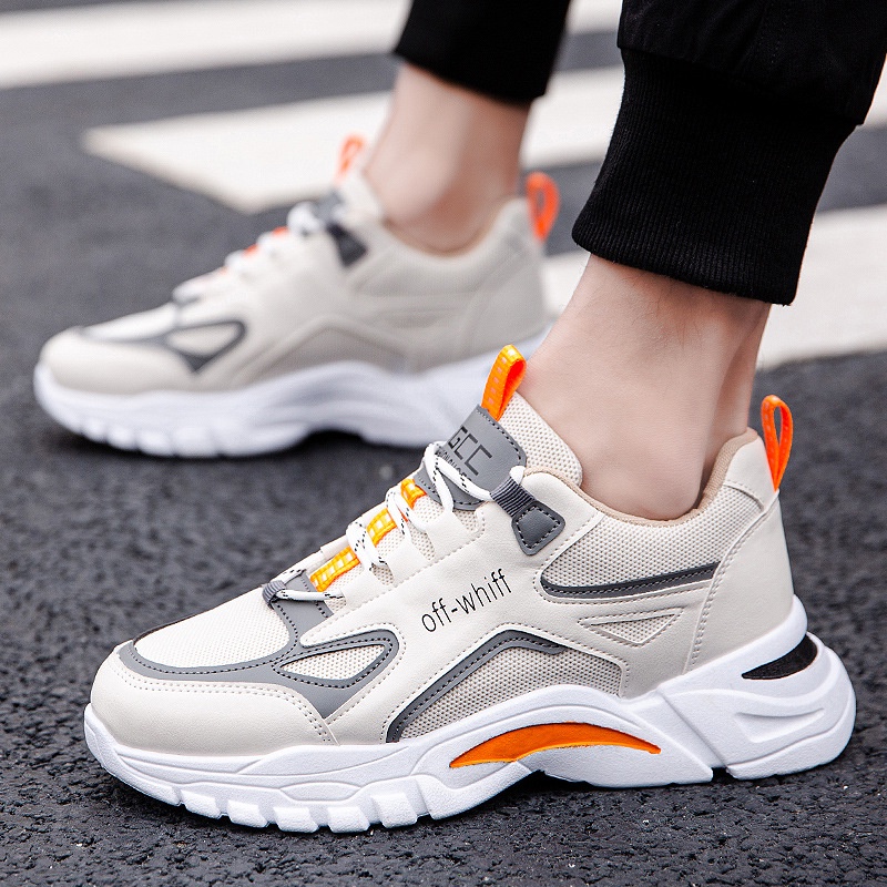 Giày nam sneaker thể thao màu trắng phối cam, phong cách trẻ trung năng động - Mã sản phẩm: TM29