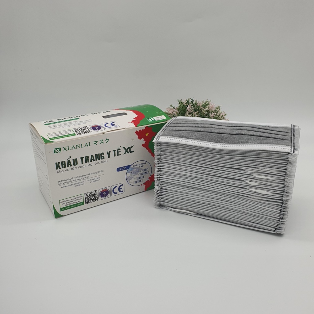 Khẩu trang y tế XL 4 lớp (Xám kháng khuẩn)
