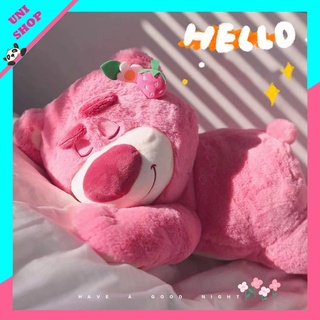 Gấu bông ngủ lotso dâu tây gấu ôm ngủ chất lông mềm mịn _ unishop