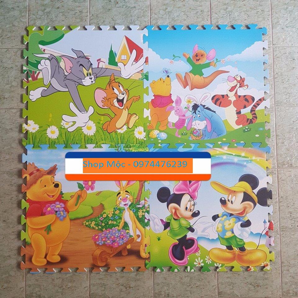 Bộ 4 miếng thảm lót sàn mẫu công chúa, mickey 60x60cm/tấm