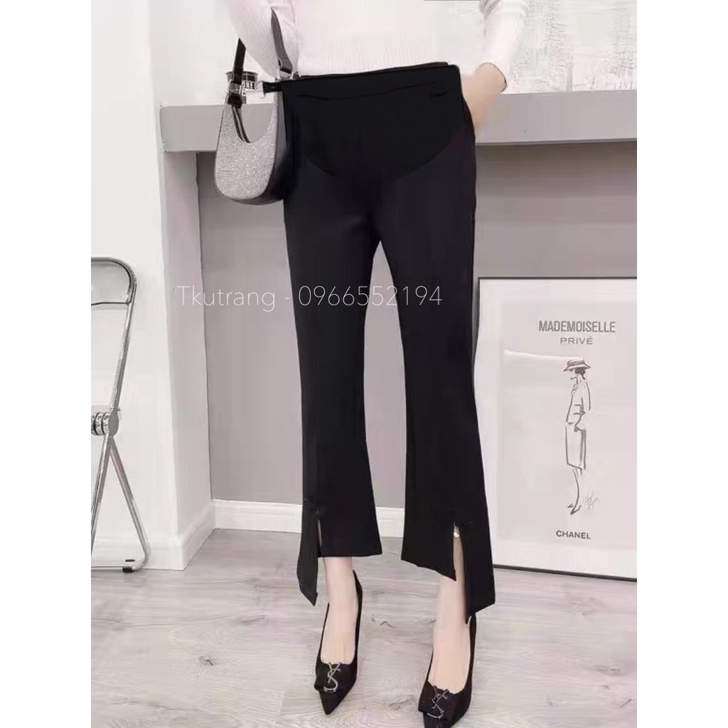 Quần Bầu Công Sở _ Quần Bầu umi hàn lệch gấu xẻ siêu xinh- MÃ 180