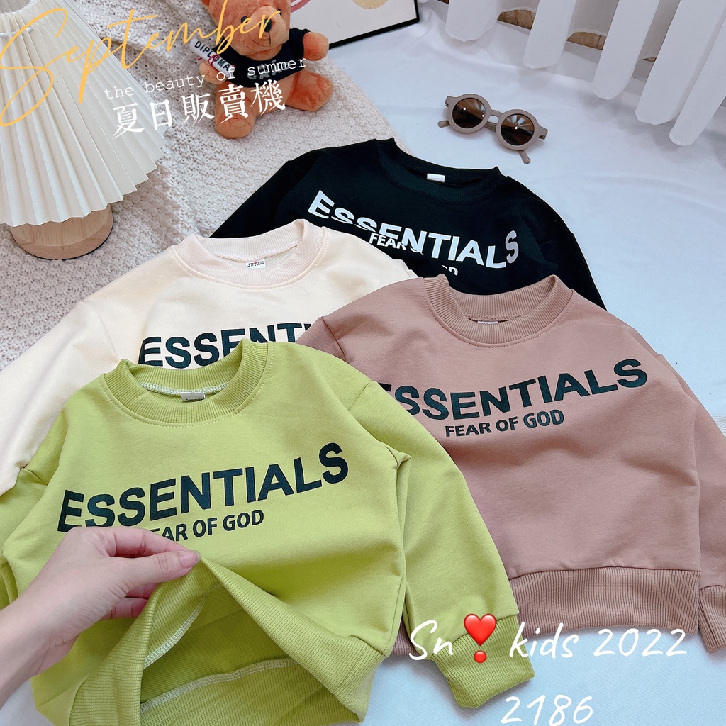 Quần áo thu đông bé trai, bé gái, bộ quần áo da cá họa tiết ESSENT 4 siêu đỉnh cho bé size 20-32kg