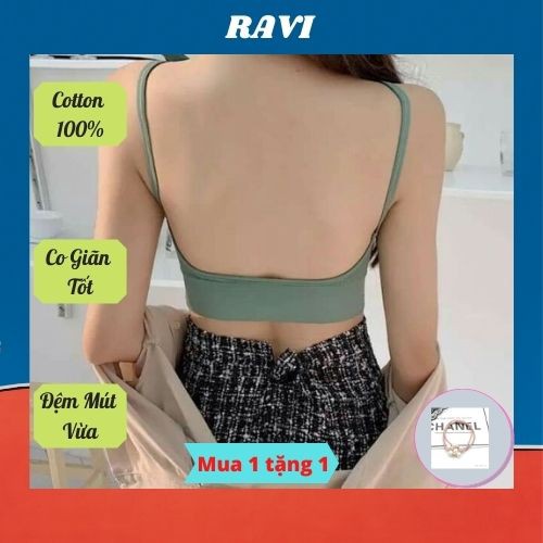 Áo Bra Khoét Lưng Chữ U💖𝑭𝑹𝑬𝑬𝑺𝑯𝑰𝑷💖Áo Lót Nữ Cotton Gân Co Giãn Đệm Mút Vừa Hàng Quảng Châu
