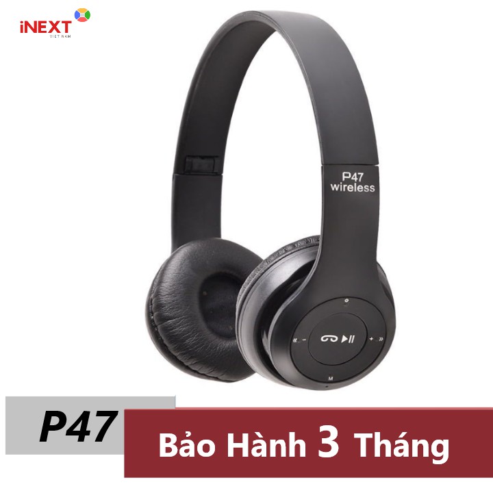 Tai nghe Bluetooth P47 iNEXT chụp tai P47 iNEXT – Tai nghe Bluetooth 5.0  hỗ trợ đàm thoại, chống ồn tuyệt đối