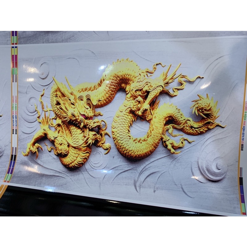 Tranh 3D dán hồ cá, bể thuỷ sinh, mẫu rồng siêu đẹp, tranh có keo sẵn trên bề mặt, có thể làm theo kích thước yêu cầu