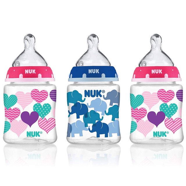 set 3 bình sữa Nuk 150ml chọn màu