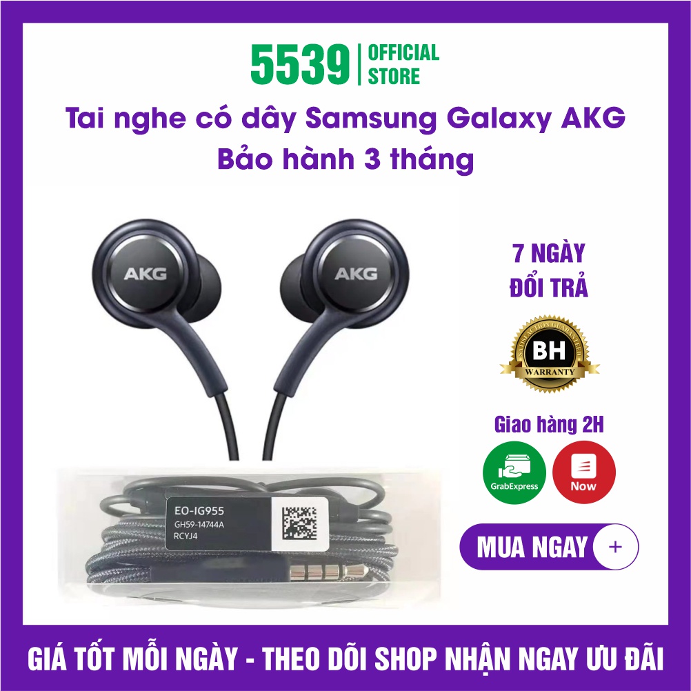 Tai nghe có dây AKG hàng nhập khẩu chính hãng, thích hợp mọi dòng máy, bảo hành 3 tháng - Shop 5539