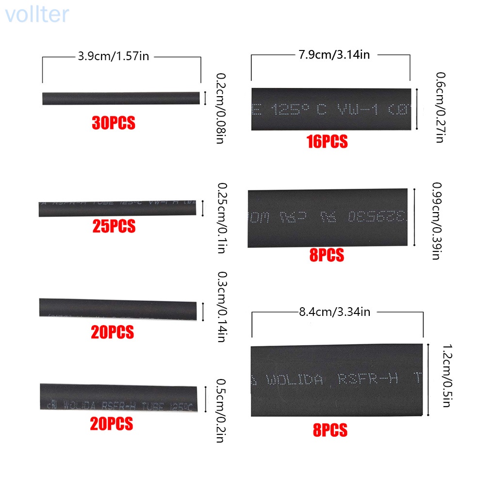 Set 127 ống co nhiệt nhiều kích cỡ