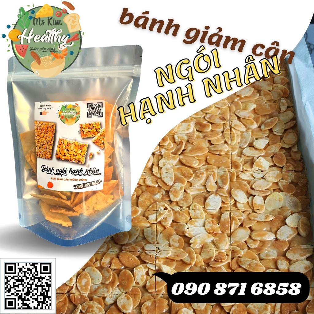 Bánh giảm cân không đường, bánh NGÓI HẠNH NHÂN MS.KIM HEALTHY - 350gr - Bánh ăn vặt không béo, ít calo | BigBuy360 - bigbuy360.vn