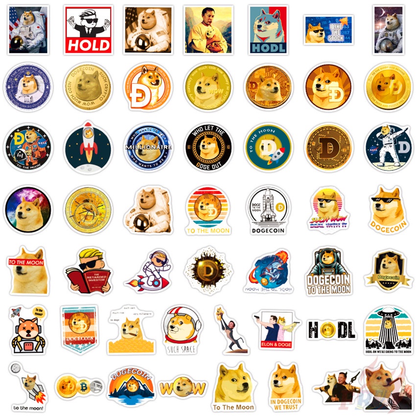 100Pcs/Set ❉ Dogecoin Series A Stickers ❉ DIY Fashion Luggage Laptop Skateboard Decals Doodle Stickers