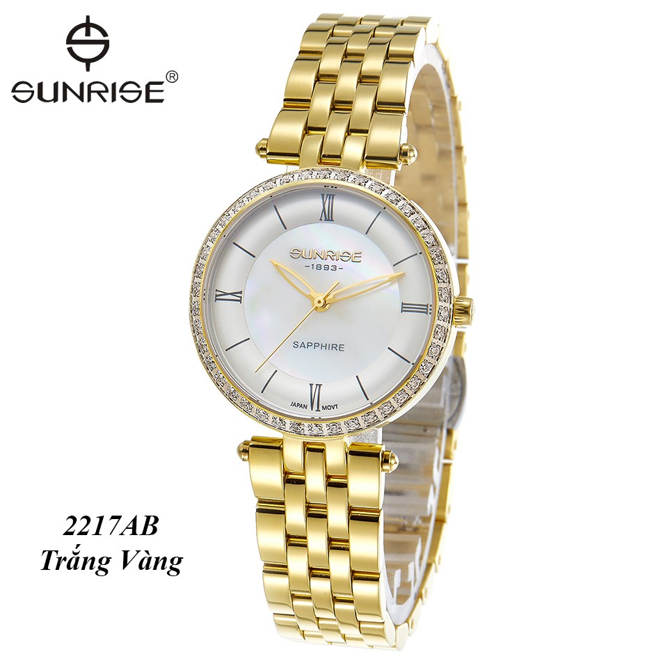 Đồng hồ nữ siêu mỏng Sunrise 2217AB Đính Đá kính Sapphire chống xước - Fullbox chính