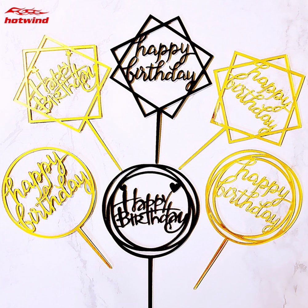Phụ kiện trang trí bánh kem khắc chữ Happy Birthday độc đáo xinh xắn