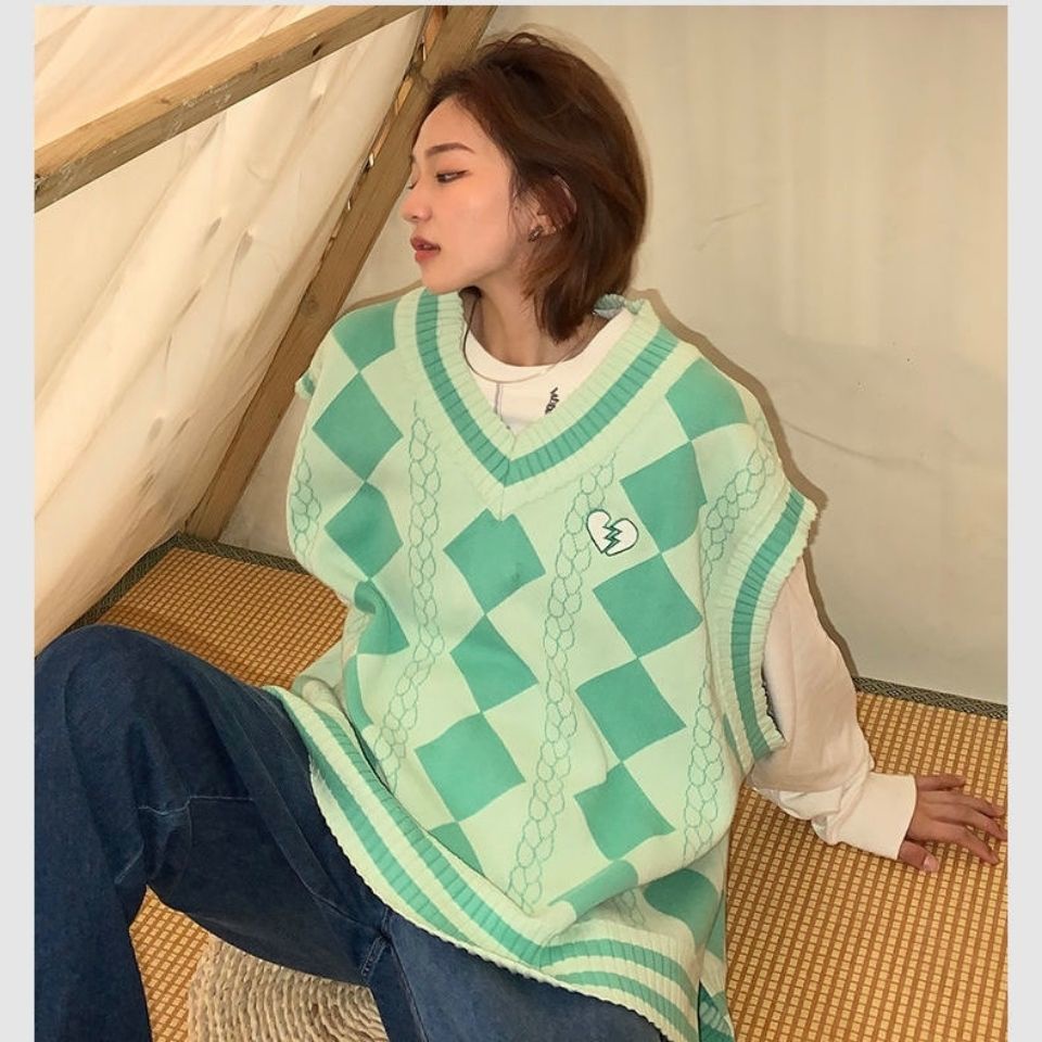 Áo Len Không Tay Cổ Chữ V Họa Tiết Thêu Mới Cho Nữ