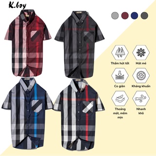 Áo Sơ Mi Nam Caro Kboy Shop Tay Ngắn Cotton Spandex Cao Cấp Form Rộng, Đẹp, Big Size Thấm Hút Mồ Hôi - T1954 - 1