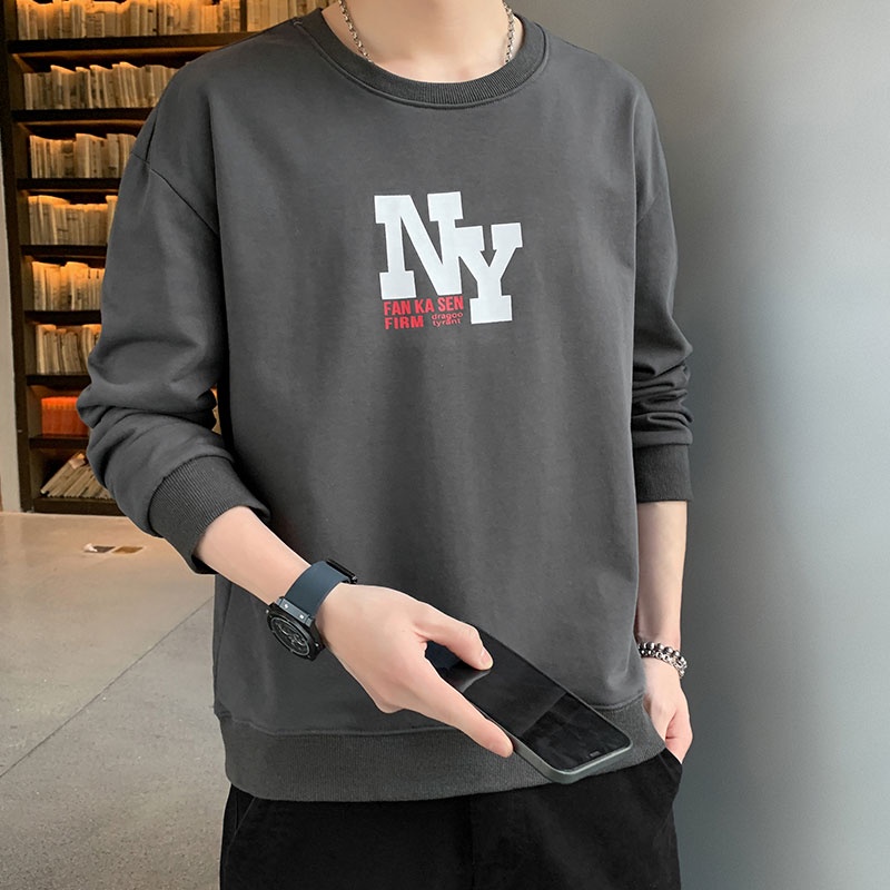 Áo nỉ dài tay cổ tròn in họa tiết thời trang cho nam size M-4XL