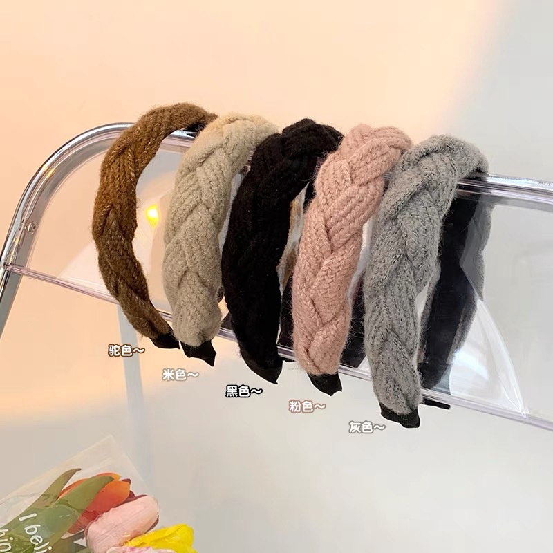 Băng Đô Cài Tóc Bằng Len Thắt Bím Phong Cách Hàn Quốc Ngọt Ngào