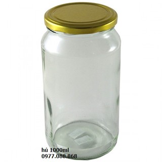 Set 06 Hủ thủy tinh tròn 1000ML / Nắp nhiều màu - Hủ trong suốt đựng thực phẩm