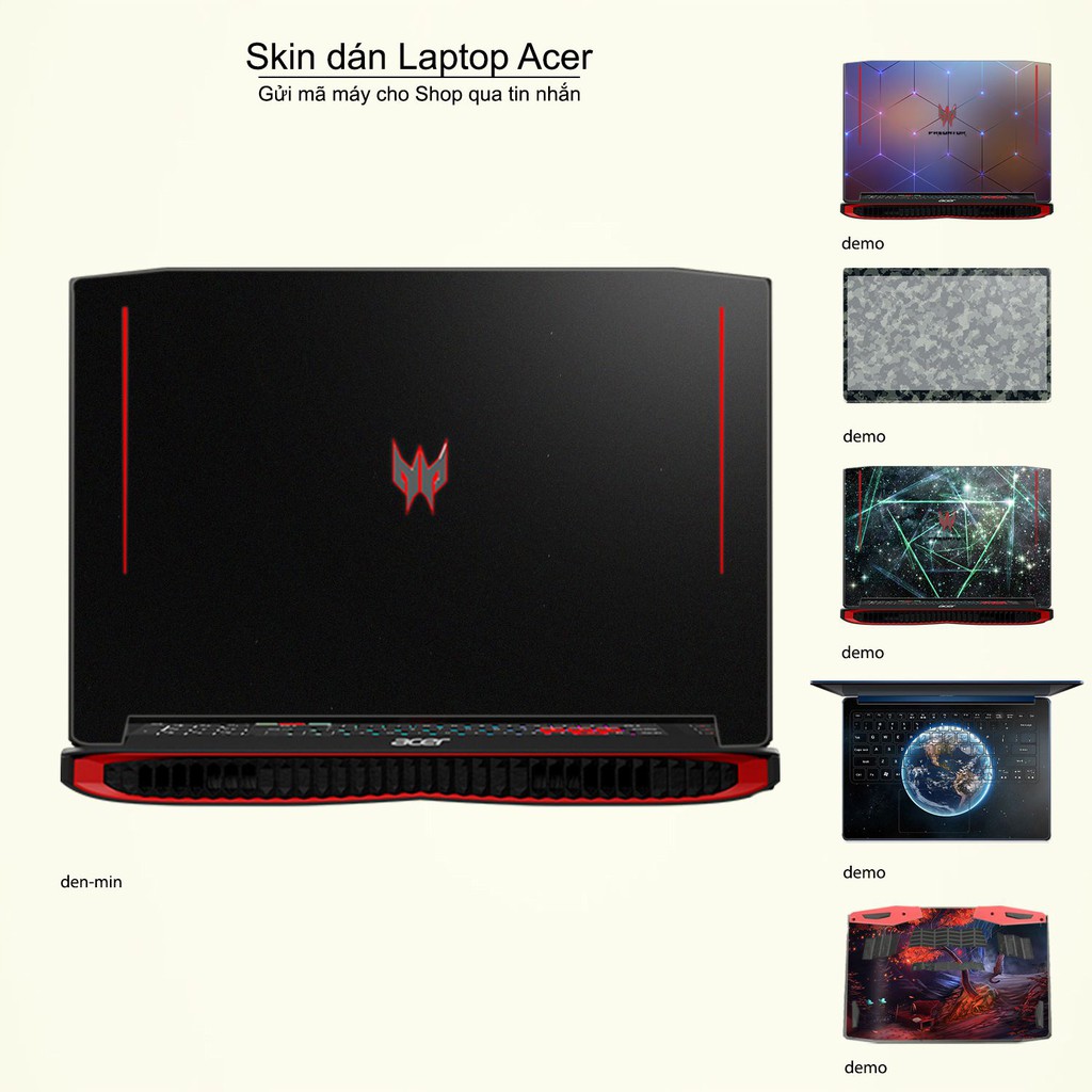 Skin dán Laptop Acer in màu đen mịn (inbox mã máy cho Shop)