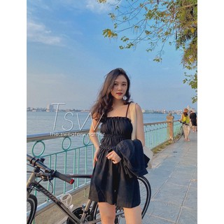 Set jumpsuit kèm vest lửng chất thô ( Ảnh thật )