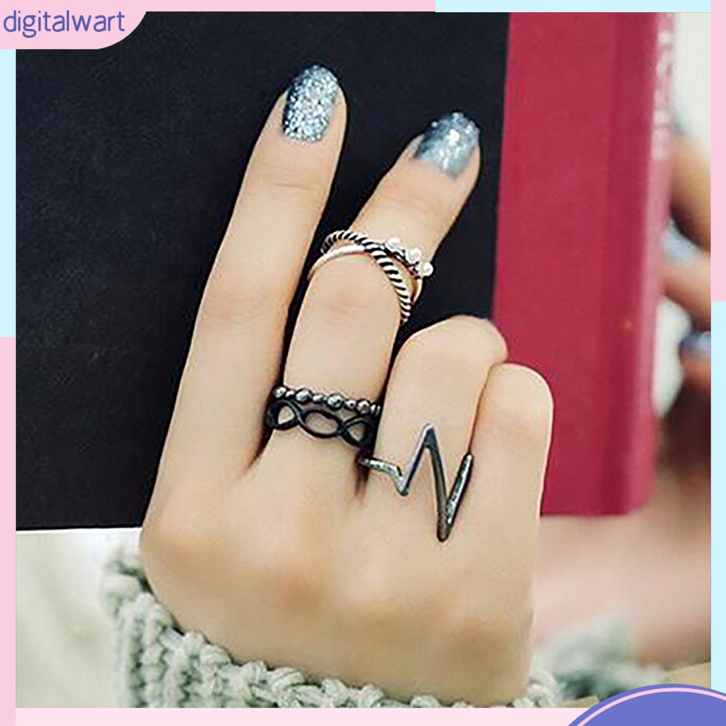 Set 4 nhẫn đeo khớp ngón tay màu bạc thời trang cho nữ