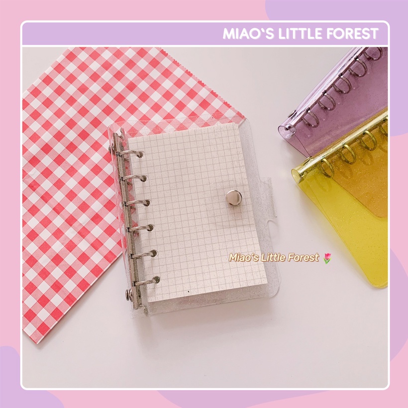 Binder A7 MIAO'S LITTLE FOREST bìa còng mini bìa nhựa dẻo trong nhũ 6 còng size A7 MNB204