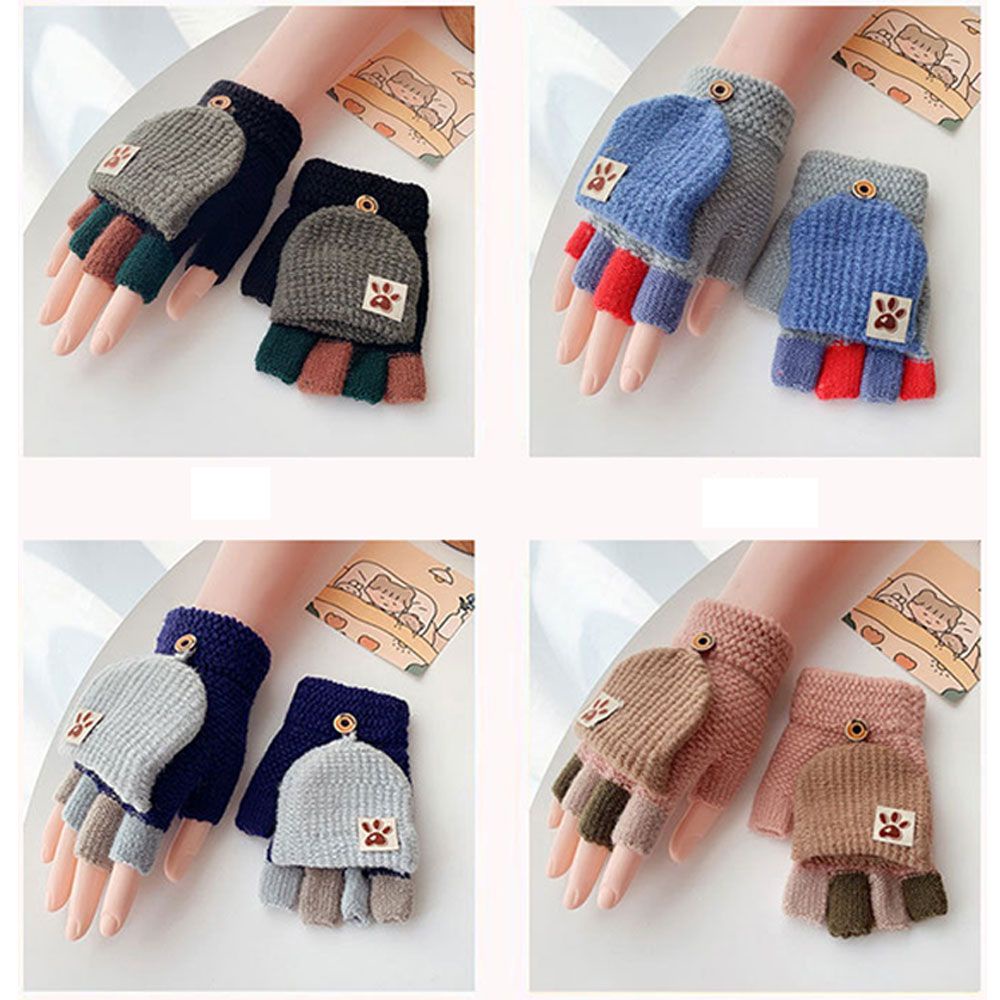 Găng tay hở ngón nhiều màu giữ ấm mùa đông dành cho bé trai gái