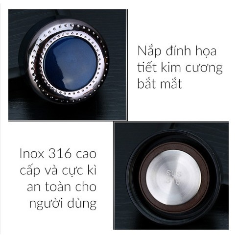 Bình giữ nhiệt 4 lớp lõi inox SUS 316 giữ nhiệt liên tục 24h, có rây lọc, phong cách thể thao, khỏe khoắn