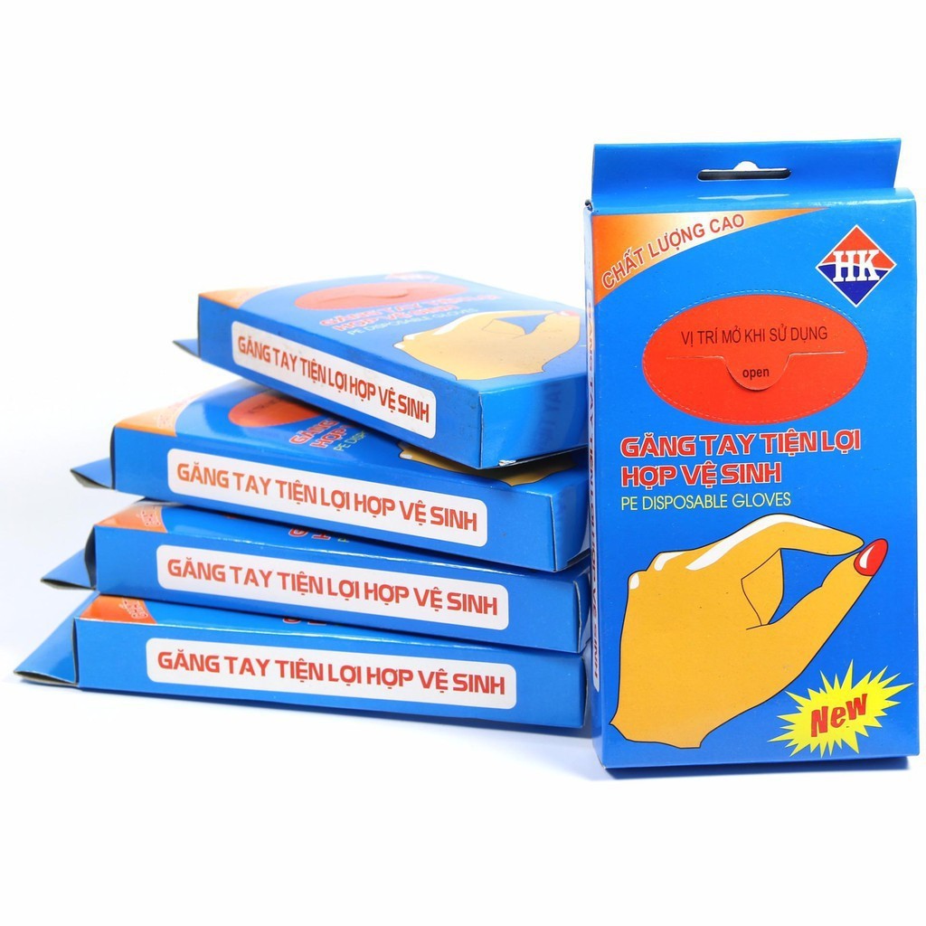 1 hộp găng tay nilong dùng 1 lần cực kì tiện lợi và hợp vệ sinh