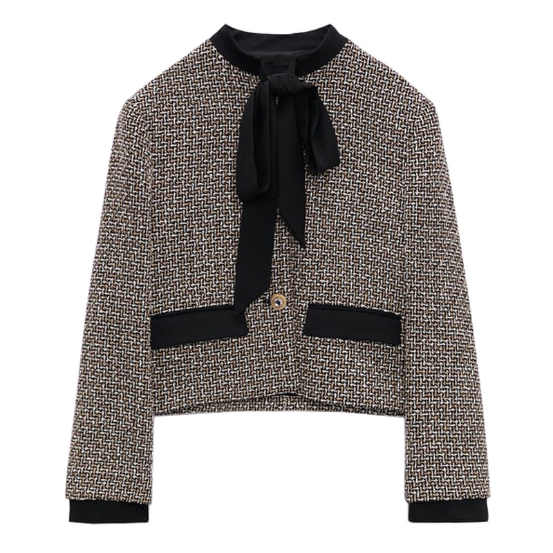 Zara Áo Khoác Vest Dáng Ngắn Ôm Đính Nơ Thời Trang Mùa Thu Thanh Lịch 2080240