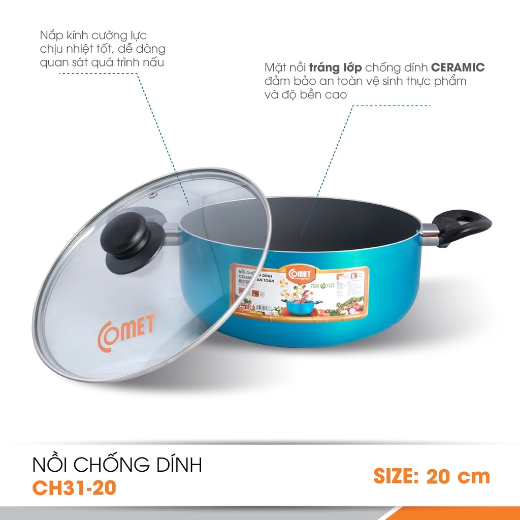 Nồi chống dính Ceramic an toàn Comet CH31-20