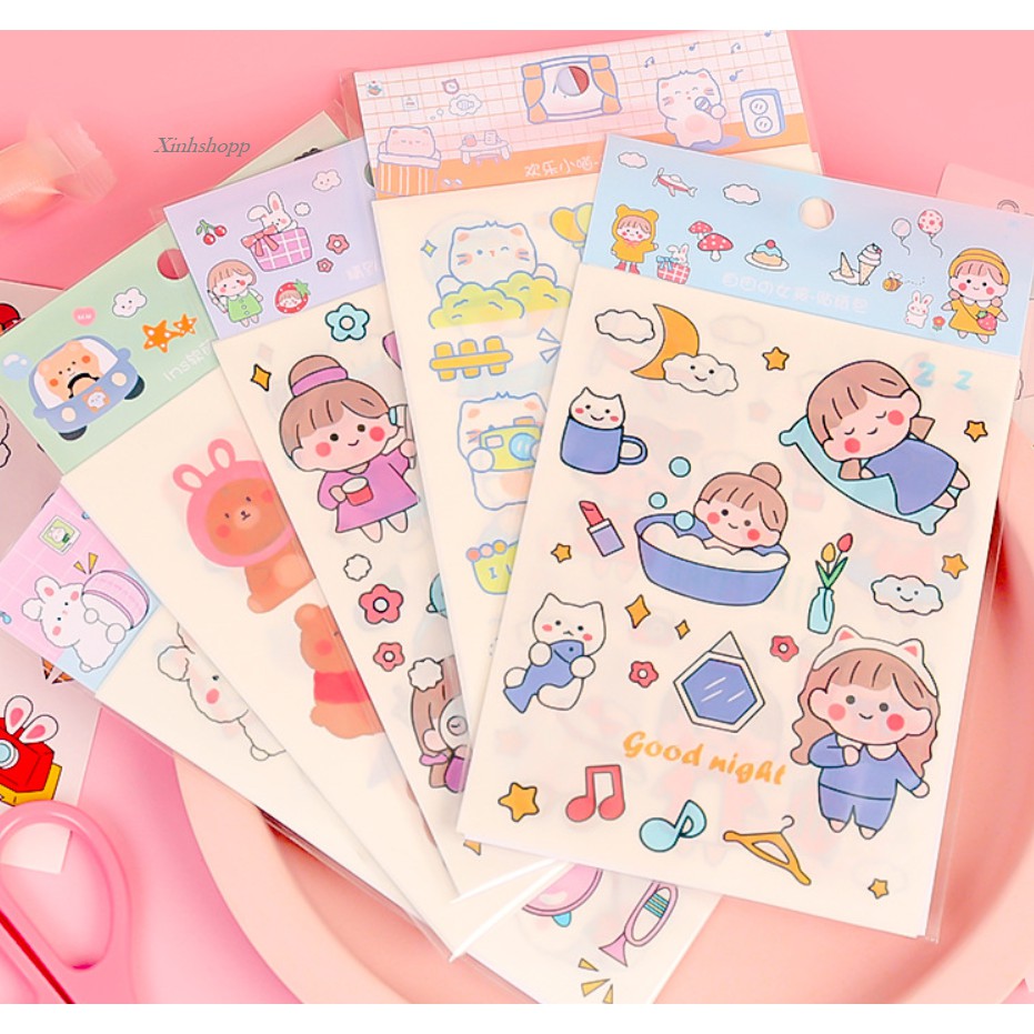 Set 4 Tấm Sticker Bé Gái Luho