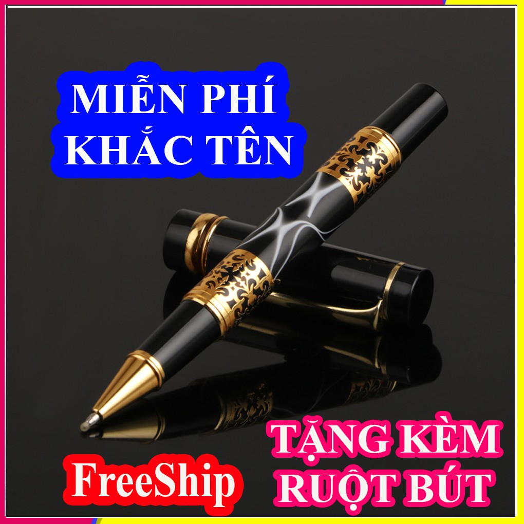 Miễn phí khắc tên & Vận Chuyển Tặng Kèm Hộp & Ruột Mực, Celluloid Vân Đá thân thép CEO 039A, ngòi 0.5 mm, viết mượt, mịn