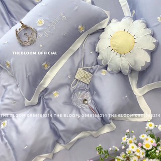 (Siêu HOT) Set Chăn Ga Gối Lụa Cao Cấp 5 món - Tím pastel cúc trắng
