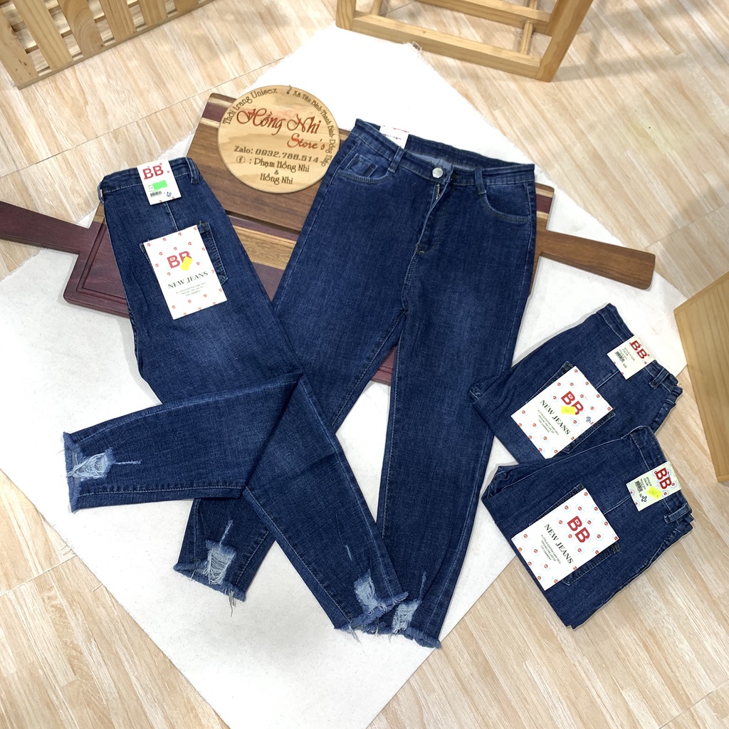 Quần Jean Lửng 9 Tấc Cạp Cao Dáng Ôm Co Giãn Cắt Lai Dài 80cm Ulzzang