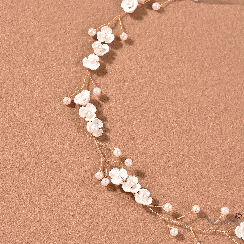 Cài tóc cô dâu đính ngọc trai giả và hoa thanh lịch