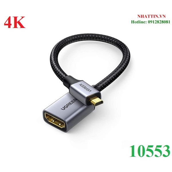 Cáp chuyển đổi Micro HDMI to HDMI 2.0 bện dù 4K 3D 1080P Ugreen 10553 cao cấp