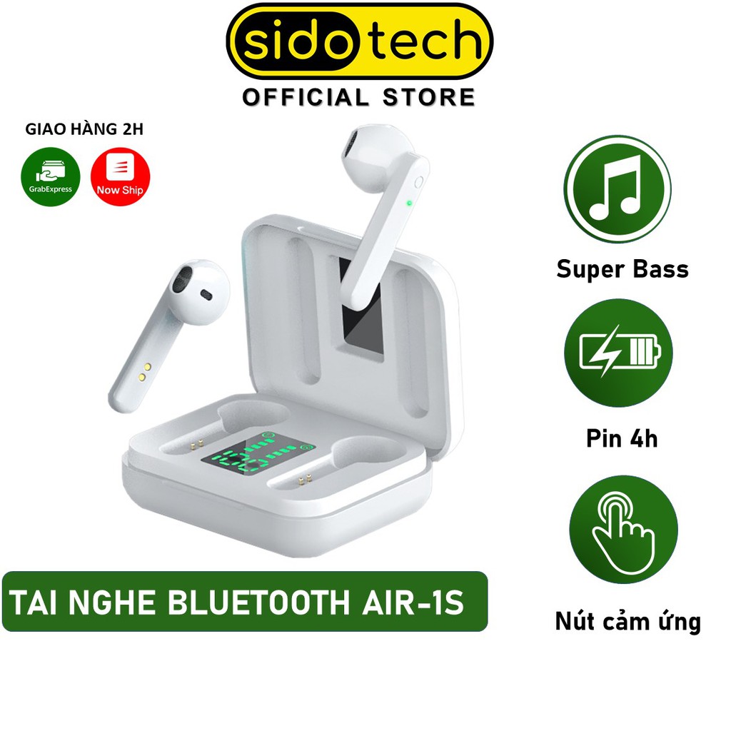 Tai nghe không dây TWS bluetooth mini true wireless pin trâu chống ồn có mic màn LED gaming thể thao - SIDOTECH Air1S