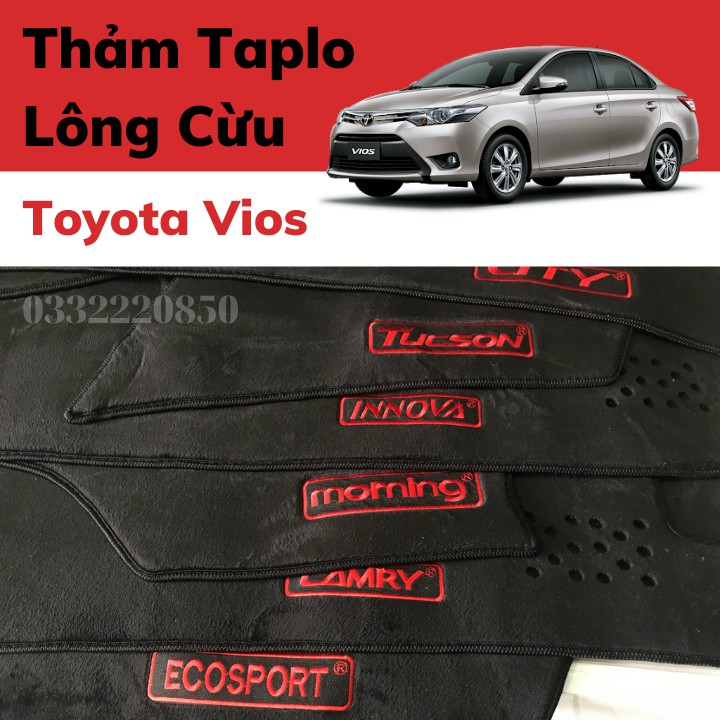 Toyota Vios. Thảm Taplo Nhung Lông Cừu Siêu Mịn Cao Cấp Bảo Vệ Xe