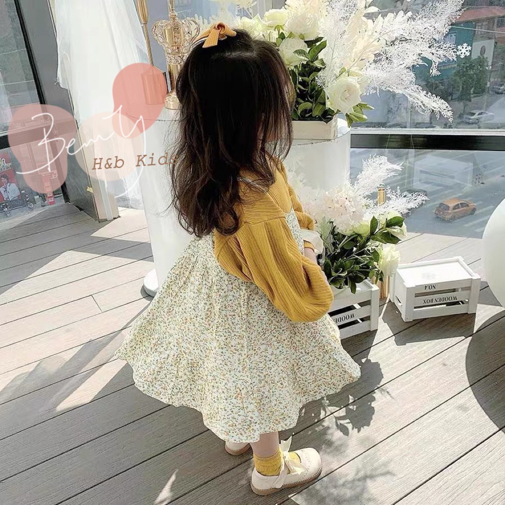 TẾT 2023: Sét ÁO TĂM GÂN + VÁY, ĐẦM HOA 2 DÂY cho bé gái 8-20kg