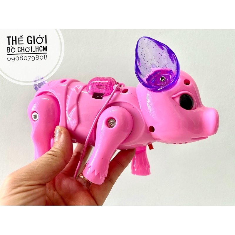 [HOT] Đồ chơi heo chạy pin có đèn nhạc cho bé dắt đi dạo quanh nhà