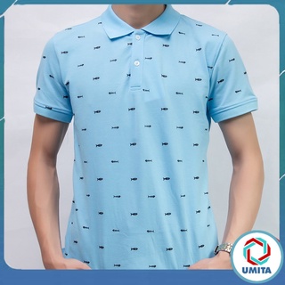 Áo Thun Nam Có Cổ Bẻ cộc tay đẹp hình cá, chất cotton cao cấp giá rẻ AT08 - UMITA SHOP