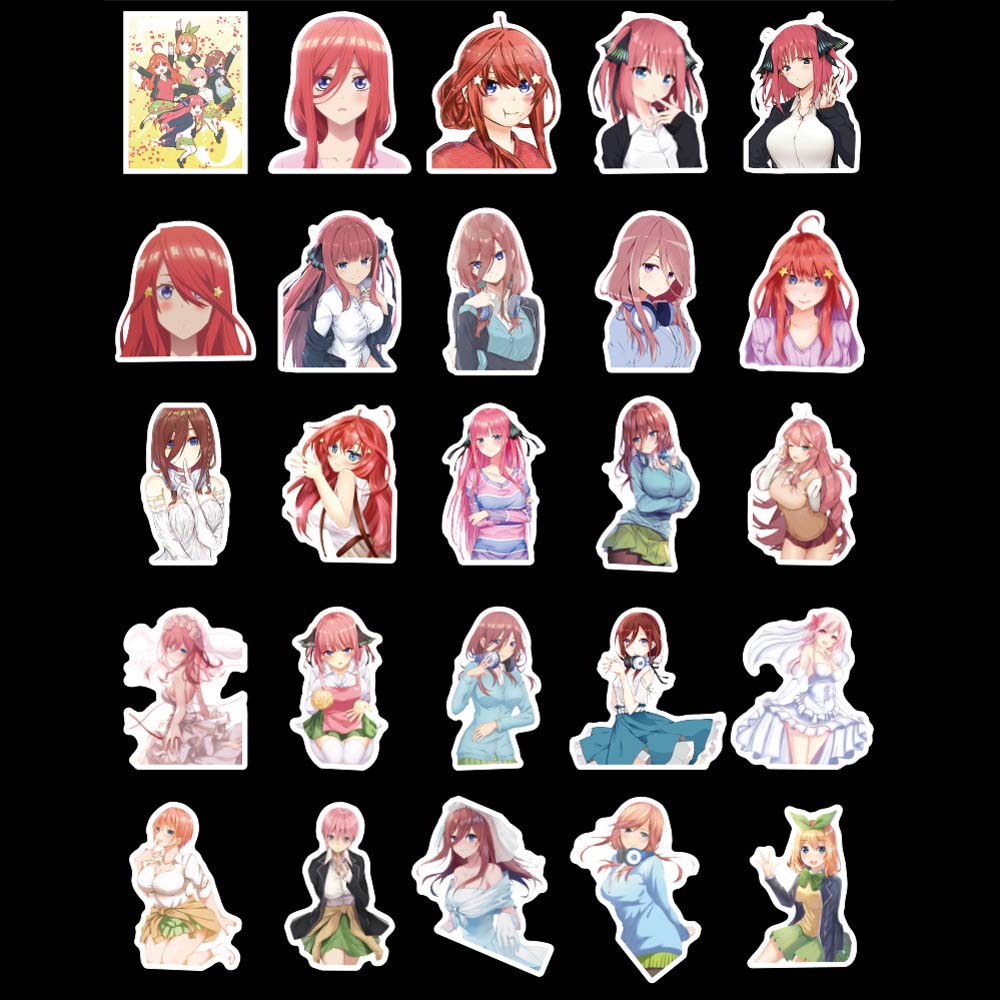 Set 50 miếng dán trang trí hình nhân vật hoạt hình Nakano Miku đáng yêu