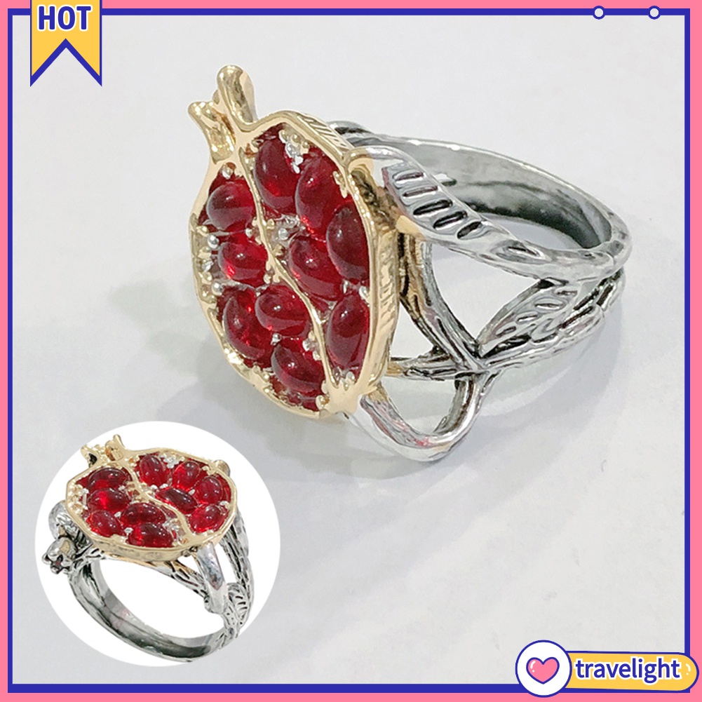 Nhẫn Hợp Kim Đính Đá Lựu K1 Phong Cách Vintage