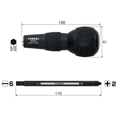 Tô vít 2 đầu Vessel No.220W-62 Japan