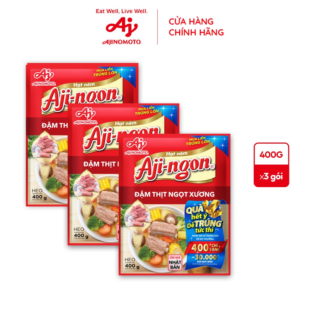 Combo 3 gói Hạt nêm Aji-ngon (3 Gói x 400g)