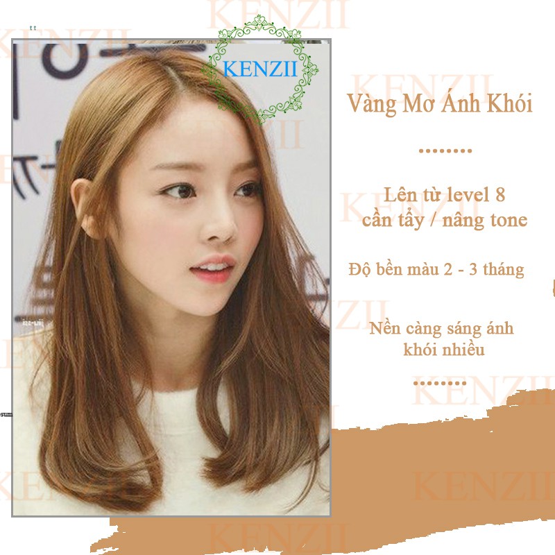 Thuốc Nhuộm Tóc Màu Vàng Mơ Ánh Khói Hàn Quốc Kenzii Lên Từ Nền vàng level 8 ( Tặng Trợ Nhuộm ) | BigBuy360 - bigbuy360.vn