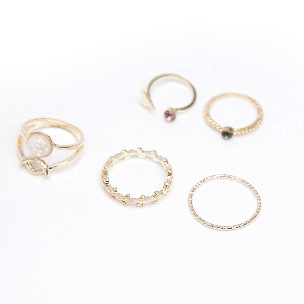 Set 5 Nhẫn Đính Đá Thời Trang Cho Nữ