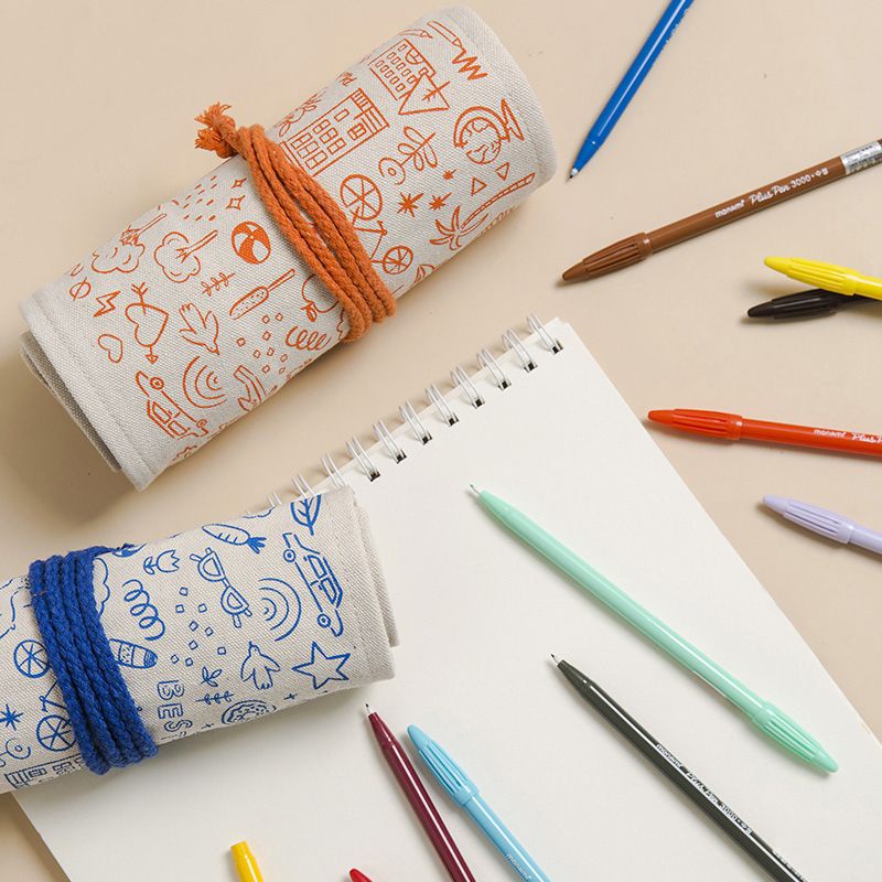 |ORDER| TÚI VẢI CUỘN BÚT LÔNG MONAMI PLUS PEN 3000