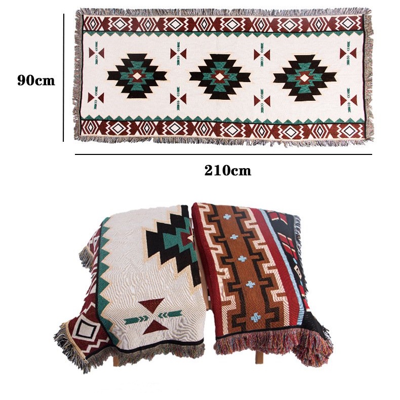 Thảm Dã Ngoại Thổ Cẩm Vải Kích Thước 90cm x 210cm - Thảm Cắm Trại Mông Cổ